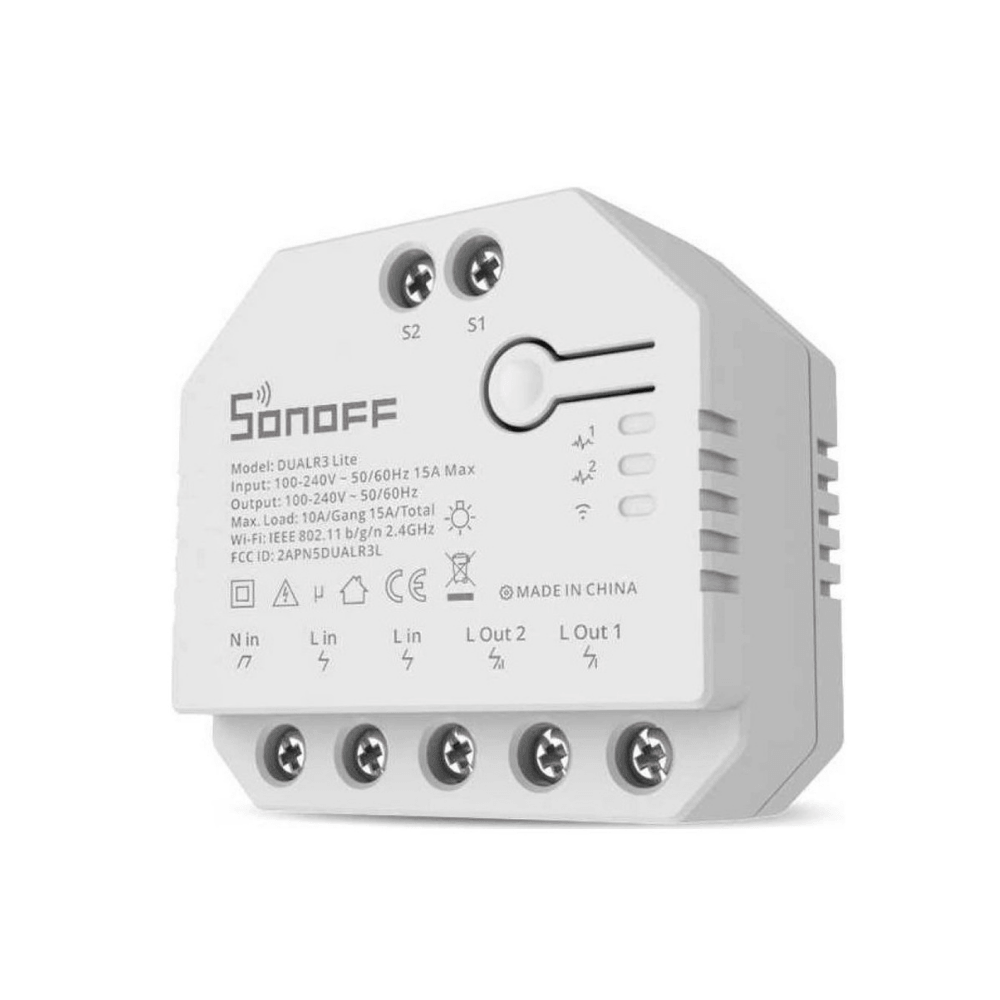 Releu inteligent Wireless, 2 canale, Alb - Sonofff Dual R3 Lite