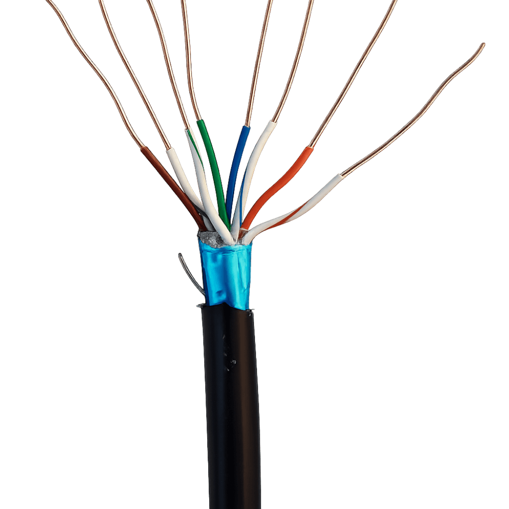 Cablu FTP cat5e, 24awg negru, 8x0.52mm cu manta de exterior, rezistent la UV - FTP5e-EXT