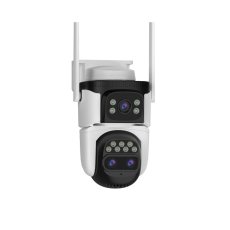 Camera supraveghere IP Speed Dome panoramica cu lentila duala WiFi 6 PT Vstarcam CS621ZR, 3 MP, 4+4+12 mm, microfon si difuzor, slot card, detectie om, auto tracking, color/IR noaptea, alarma vizuala/acustica, vizualizare de pe telefon