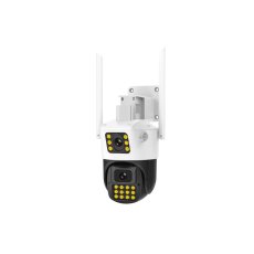 Camera supraveghere rotativa duala wireless IP WiFi Speed Dome Full Color PTZ Vstarcam CS663DR, 2MP, 4 mm, lumina alba/IR 30 m, slot card, microfon, detectie miscare, auto tracking