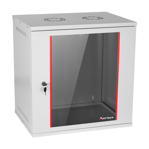 Cabinet rack metalic 19 inch 12U de perete cu usa din sticla si IP20 - ASYTECH Networking ASY-12U-5440SBW