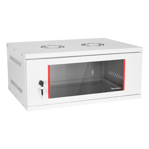 Cabinet rack metalic 4U de perete 19 inch cu usa din sticla si inchidere cu cheie - ASYTECH Networking ASY-4U-5440SBW