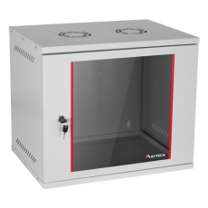 Cabinet rack metalic 9U de perete cu ușă din sticlă, IP20 - ASYTECH Networking ASY-9U-5440SBW