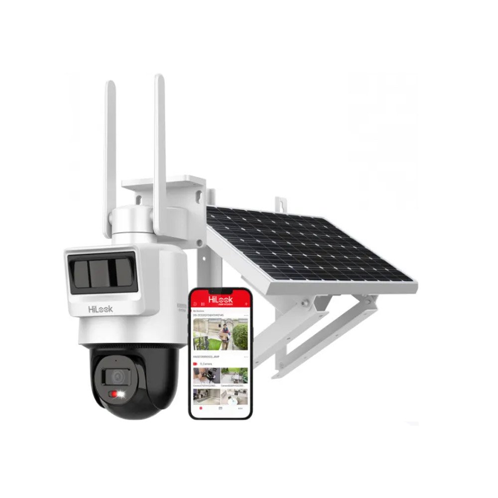 Camera PT, 4G LTE cu panou solar, 4 MP, Acumulator, IR 30 m - HikVision HiLook PTZ-N2C400I-K/4G/C05S10(2.8MM)