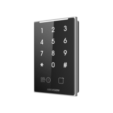 Cititor control acces cu card M1/DESFire/Felica, QR, cod bare, tastatura -  HikVision DS-K1109DKB-QR