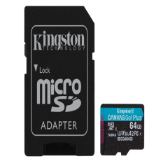 Card microSDXC 64GB Canvas Go Plus cu adaptor SD, viteza 200MB/s - Kingstone SDCG4/64GB