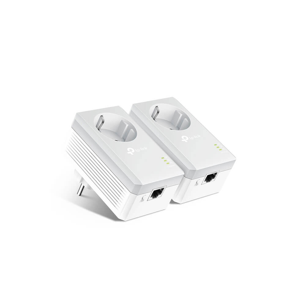 Kit 2 adaptoare powerline AV600, port Fast Ethernet, priză integrată, rază 300 m - TP-LINK TL-PA4010PKIT