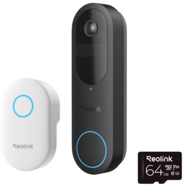 Sonerie video smart WiFi dual-band cu detectie pachete si Chime - Reolink D340B+CHIME+64GB