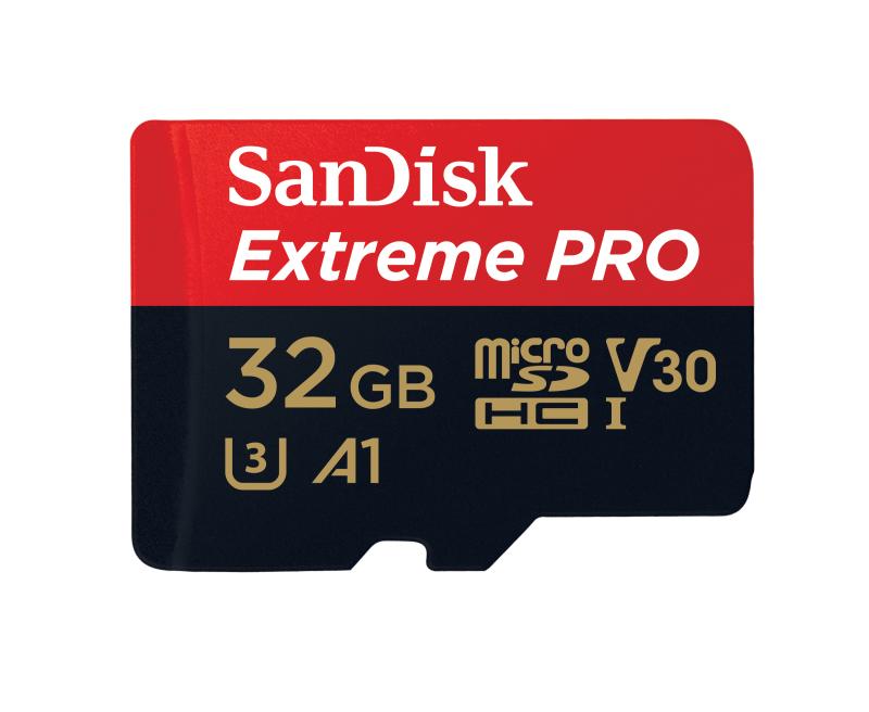 Card microSDHC 32GB Extreme PRO UHS-I U3 V30 A1 - SanDisk SDSQXCG-032G-GN6MA